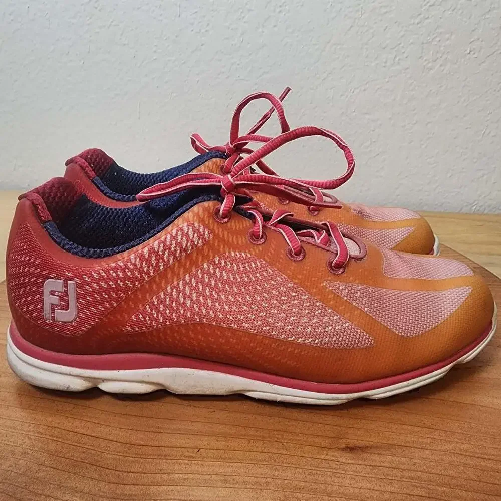 FootJoy Golf Shoes Mens Size 8 Red Orange Spikeless Athletic Comfort 98002